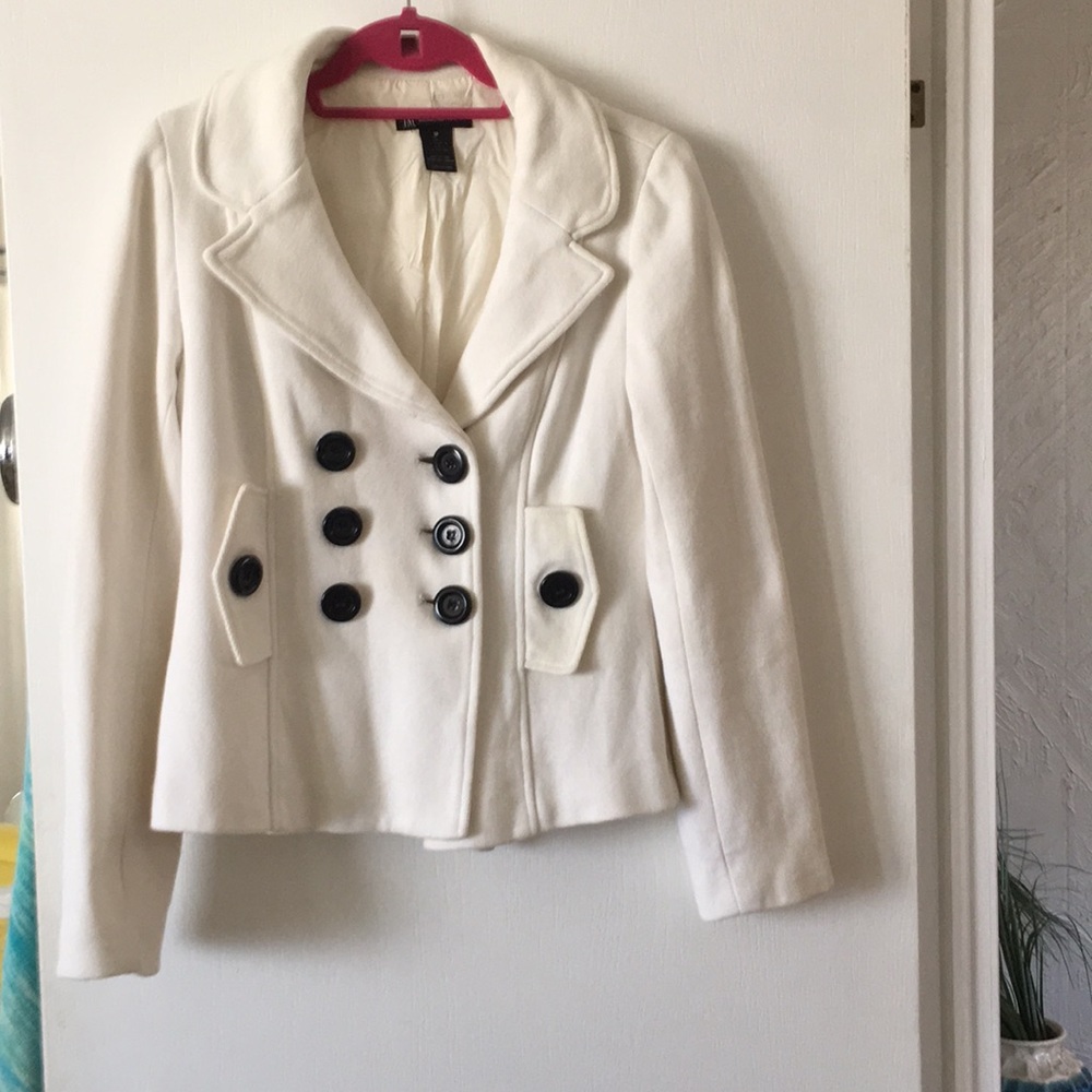 INC white with black buttons jacket